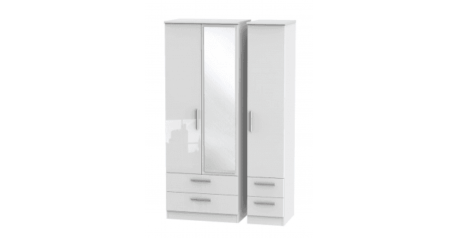 Welcome Knightsbridge Tall Triple 2 Drawer Mirror + Drawer Wardrobe