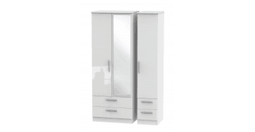 Knightsbridge Tall Triple 2 Drawer Mirror + Drawer Wardrobe