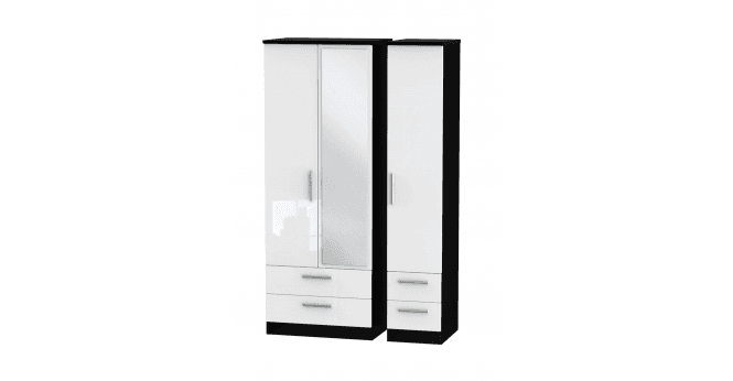 Welcome Knightsbridge Tall Triple 2 Drawer Mirror + Drawer Wardrobe