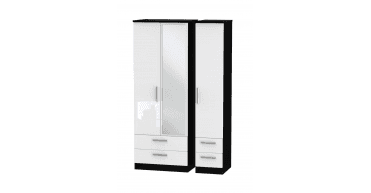 Knightsbridge Tall Triple 2 Drawer Mirror + Drawer Wardrobe