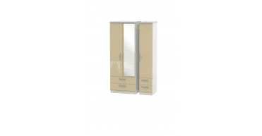 Knightsbridge Tall Triple 2 Drawer Mirror + Drawer Wardrobe