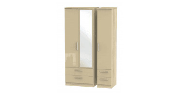 Knightsbridge Tall Triple 2 Drawer Mirror + Drawer Wardrobe