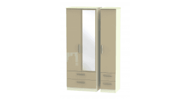 Knightsbridge Tall Triple 2 Drawer Mirror + Drawer Wardrobe