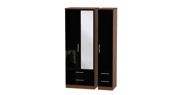 Knightsbridge Tall Triple 2 Drawer Mirror + Drawer Wardrobe