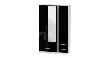 Knightsbridge Tall Triple 2 Drawer Mirror + Drawer Wardrobe