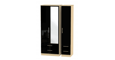 Knightsbridge Tall Triple 2 Drawer Mirror + Drawer Wardrobe