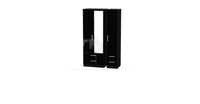 Welcome Knightsbridge Tall Triple 2 Drawer Mirror + Drawer Wardrobe