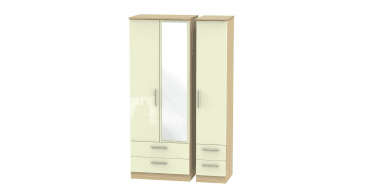 Knightsbridge Tall Triple 2 Drawer Mirror + Drawer Wardrobe