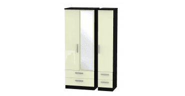 Knightsbridge Tall Triple 2 Drawer Mirror + Drawer Wardrobe