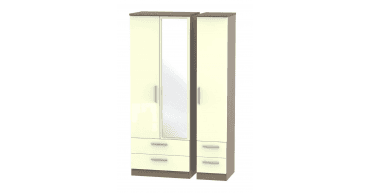 Knightsbridge Tall Triple 2 Drawer Mirror + Drawer Wardrobe