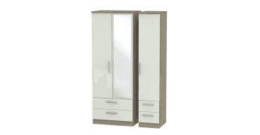 Knightsbridge Tall Triple 2 Drawer Mirror + Drawer Wardrobe