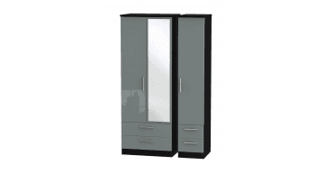 Knightsbridge Tall Triple 2 Drawer Mirror + Drawer Wardrobe