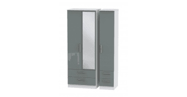 Knightsbridge Tall Triple 2 Drawer Mirror + Drawer Wardrobe