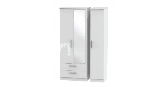 Welcome Knightsbridge Tall Triple 2 Drawer Mirror Wardrobe