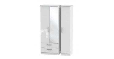 Knightsbridge Tall Triple 2 Drawer Mirror Wardrobe