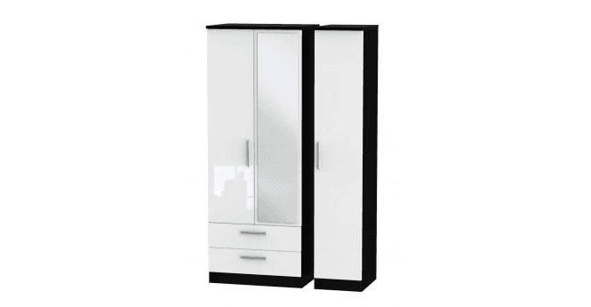 Welcome Knightsbridge Tall Triple 2 Drawer Mirror Wardrobe