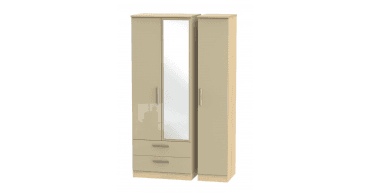Knightsbridge Tall Triple 2 Drawer Mirror Wardrobe