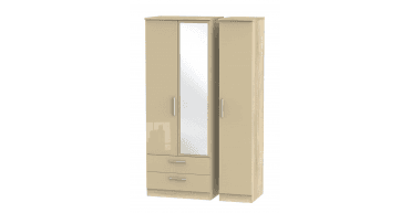 Knightsbridge Tall Triple 2 Drawer Mirror Wardrobe