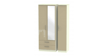 Knightsbridge Tall Triple 2 Drawer Mirror Wardrobe