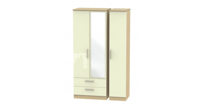 Welcome Knightsbridge Tall Triple 2 Drawer Mirror Wardrobe