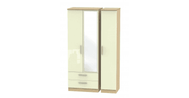 Knightsbridge Tall Triple 2 Drawer Mirror Wardrobe