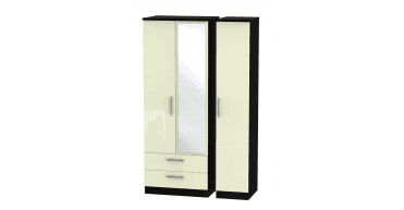 Knightsbridge Tall Triple 2 Drawer Mirror Wardrobe