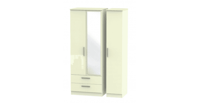 Welcome Knightsbridge Tall Triple 2 Drawer Mirror Wardrobe
