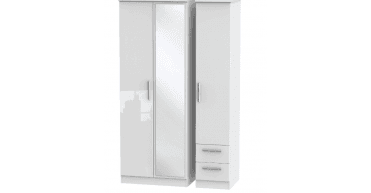 Knightsbridge Tall Triple Mirror + Drawer Wardrobe