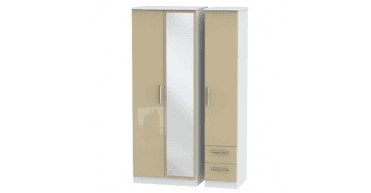 Knightsbridge Tall Triple Mirror + Drawer Wardrobe