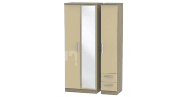 Knightsbridge Tall Triple Mirror + Drawer Wardrobe