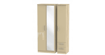 Knightsbridge Tall Triple Mirror + Drawer Wardrobe