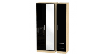 Knightsbridge Tall Triple Mirror + Drawer Wardrobe