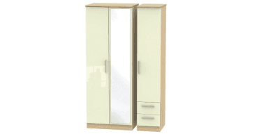 Knightsbridge Tall Triple Mirror + Drawer Wardrobe