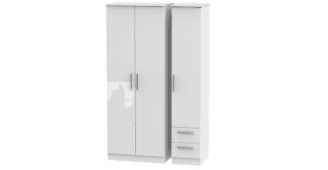 Knightsbridge  Tall Triple Plain + Drawer Wardrobe