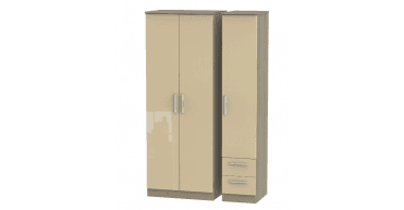 Knightsbridge  Tall Triple Plain + Drawer Wardrobe