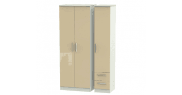 Knightsbridge  Tall Triple Plain + Drawer Wardrobe