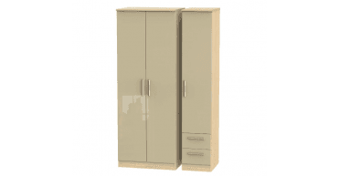Knightsbridge  Tall Triple Plain + Drawer Wardrobe
