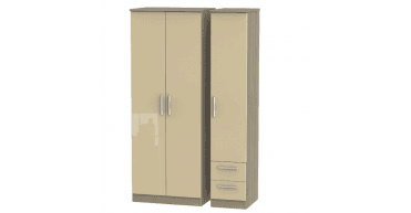 Knightsbridge  Tall Triple Plain + Drawer Wardrobe