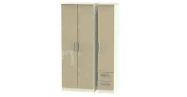 Knightsbridge  Tall Triple Plain + Drawer Wardrobe