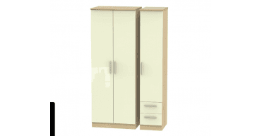 Knightsbridge  Tall Triple Plain + Drawer Wardrobe