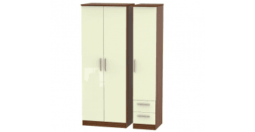 Knightsbridge  Tall Triple Plain + Drawer Wardrobe