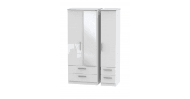 Knightsbridge Triple 2 Drawer Mirror + Drawer Wardrobe