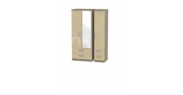 Knightsbridge Triple 2 Drawer Mirror + Drawer Wardrobe