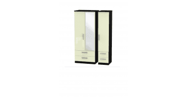 Knightsbridge Triple 2 Drawer Mirror + Drawer Wardrobe