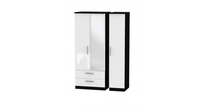 Welcome Knightsbridge Triple 2 Drawer Mirror Wardrobe