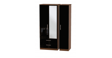 Knightsbridge Triple 2 Drawer Mirror Wardrobe