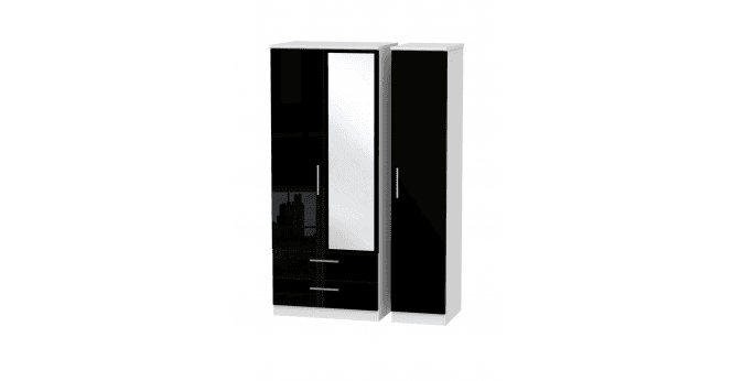 Welcome Knightsbridge Triple 2 Drawer Mirror Wardrobe