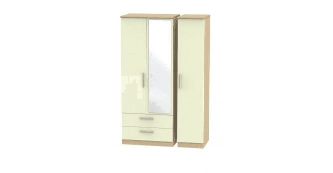 Welcome Knightsbridge Triple 2 Drawer Mirror Wardrobe