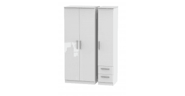 Knightsbridge Triple Plain + Drawer Wardrobe