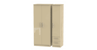 Knightsbridge Triple Plain + Drawer Wardrobe